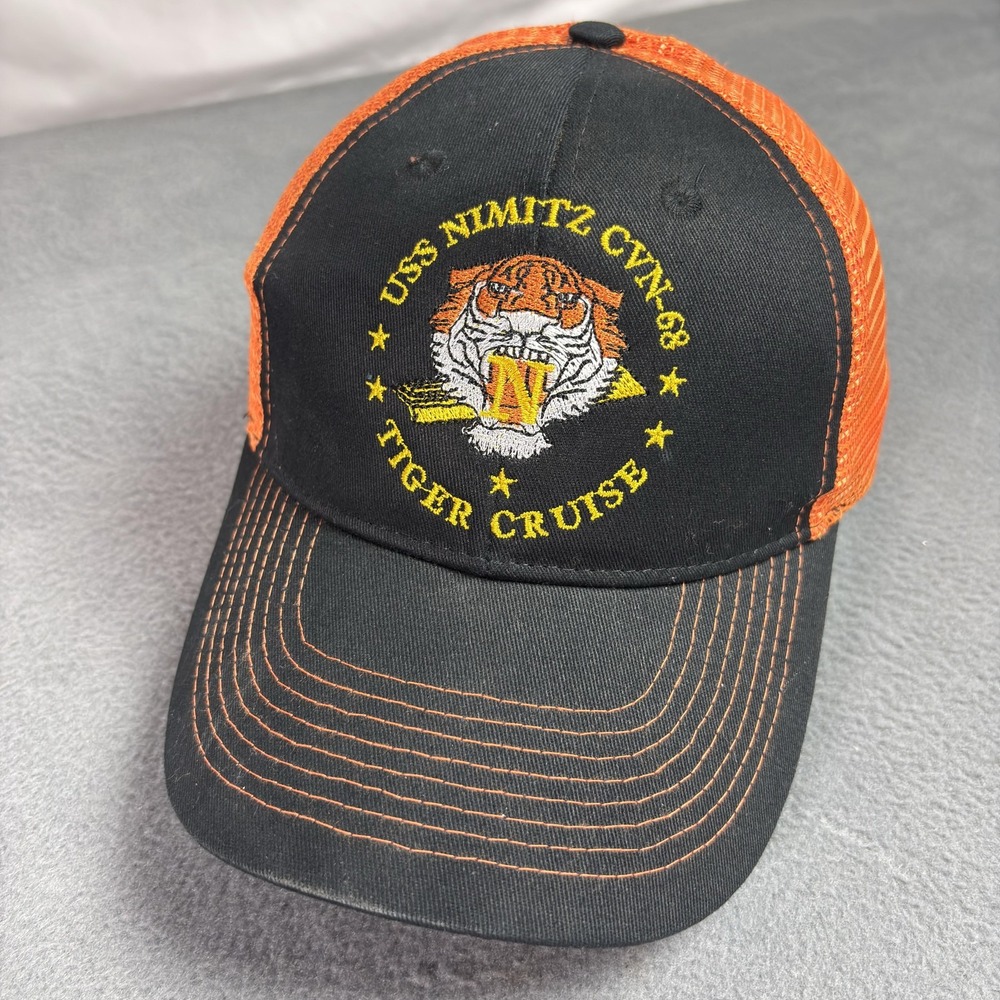 USS Nimitz CVN-68 Trucker Hat Men OSFM Black Cotton Mesh Tiger Cruise